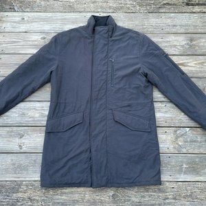 Dunhill Men Coat Winter Long Jacket Black Warm Zip Up Coat Size L